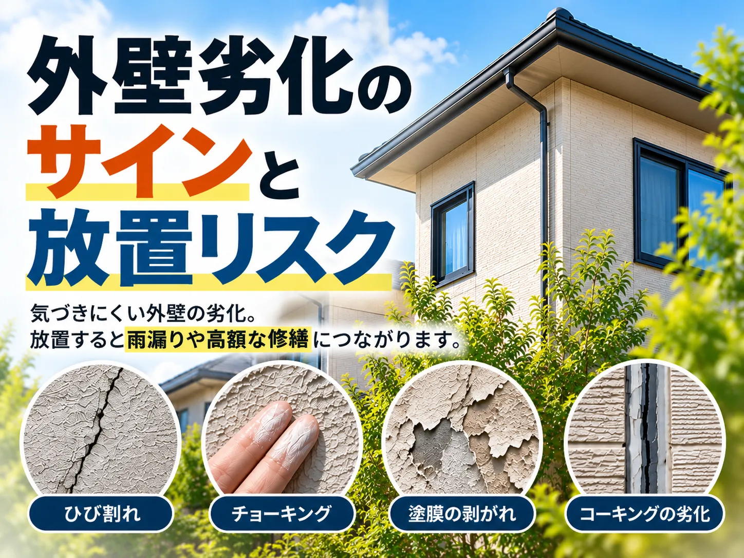 外壁劣化のサインと外壁塗装が必要なタイミングを解説する記事のイメージ