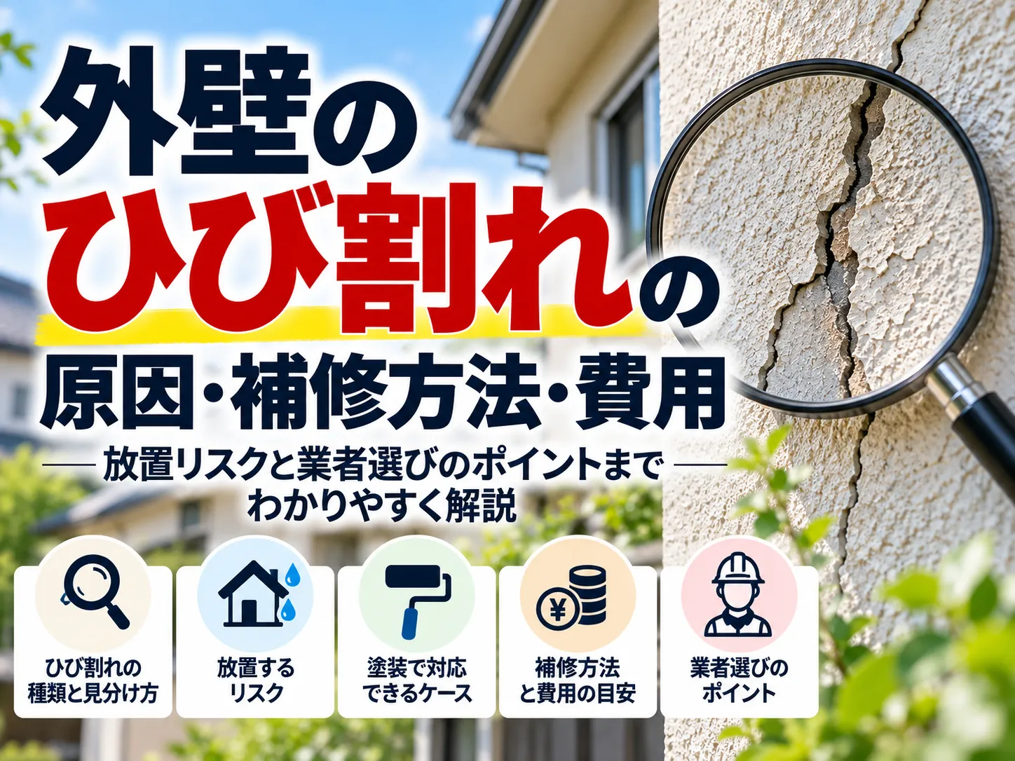 外壁のひび割れの原因・補修方法・費用と放置リスクを解説