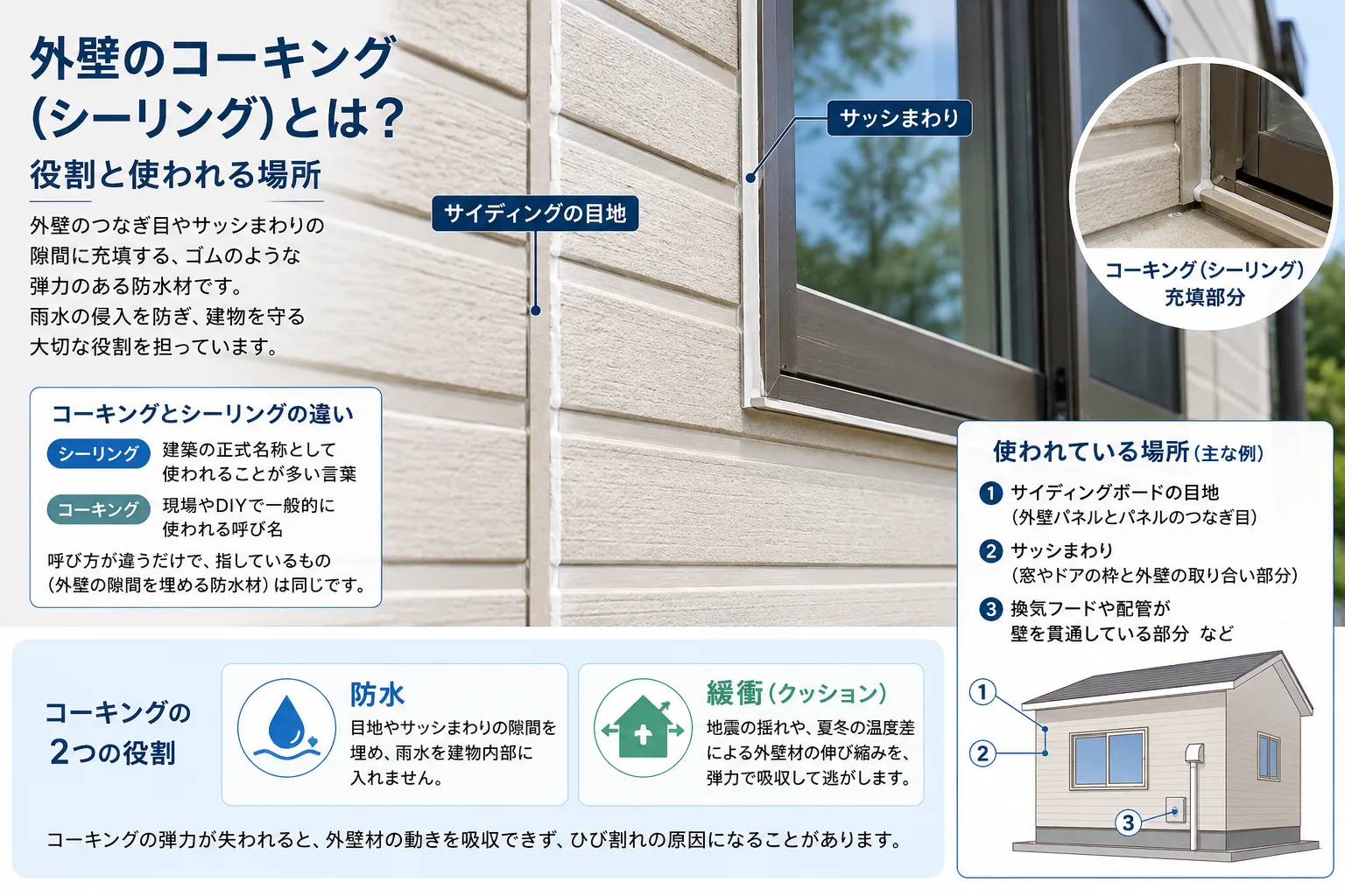 外壁のコーキング（シーリング）とは？役割と使われる場所