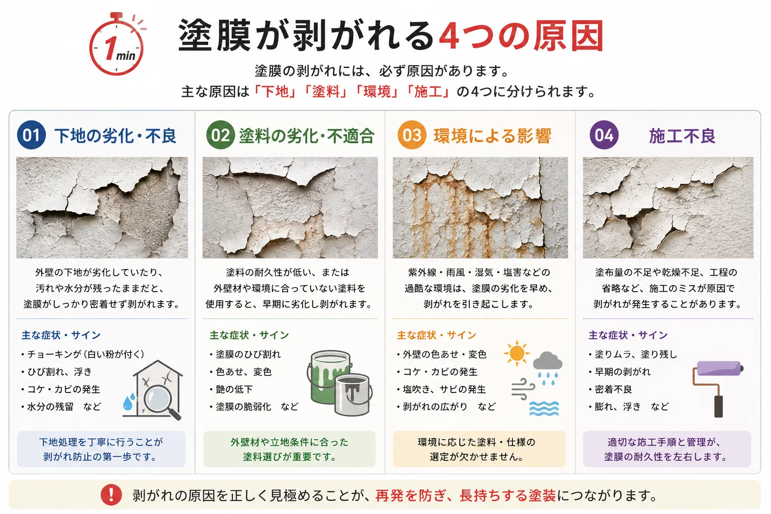 塗膜が剥がれる4つの原因