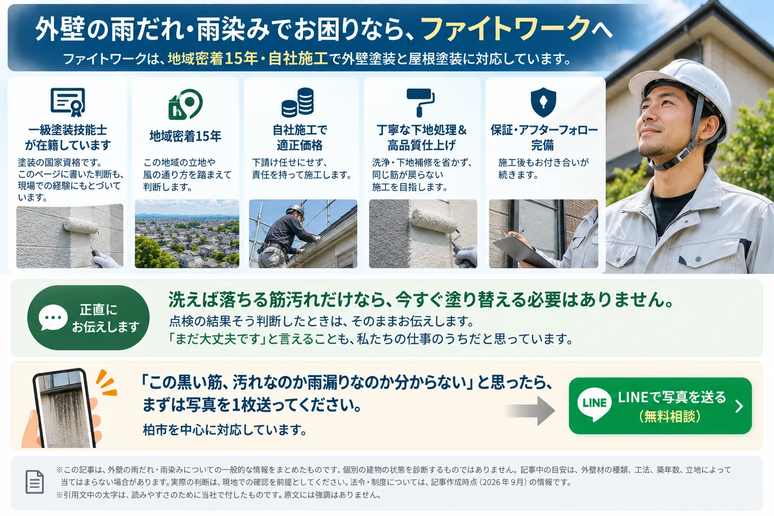 雨だれ・雨染みでお困りならファイトワークへ