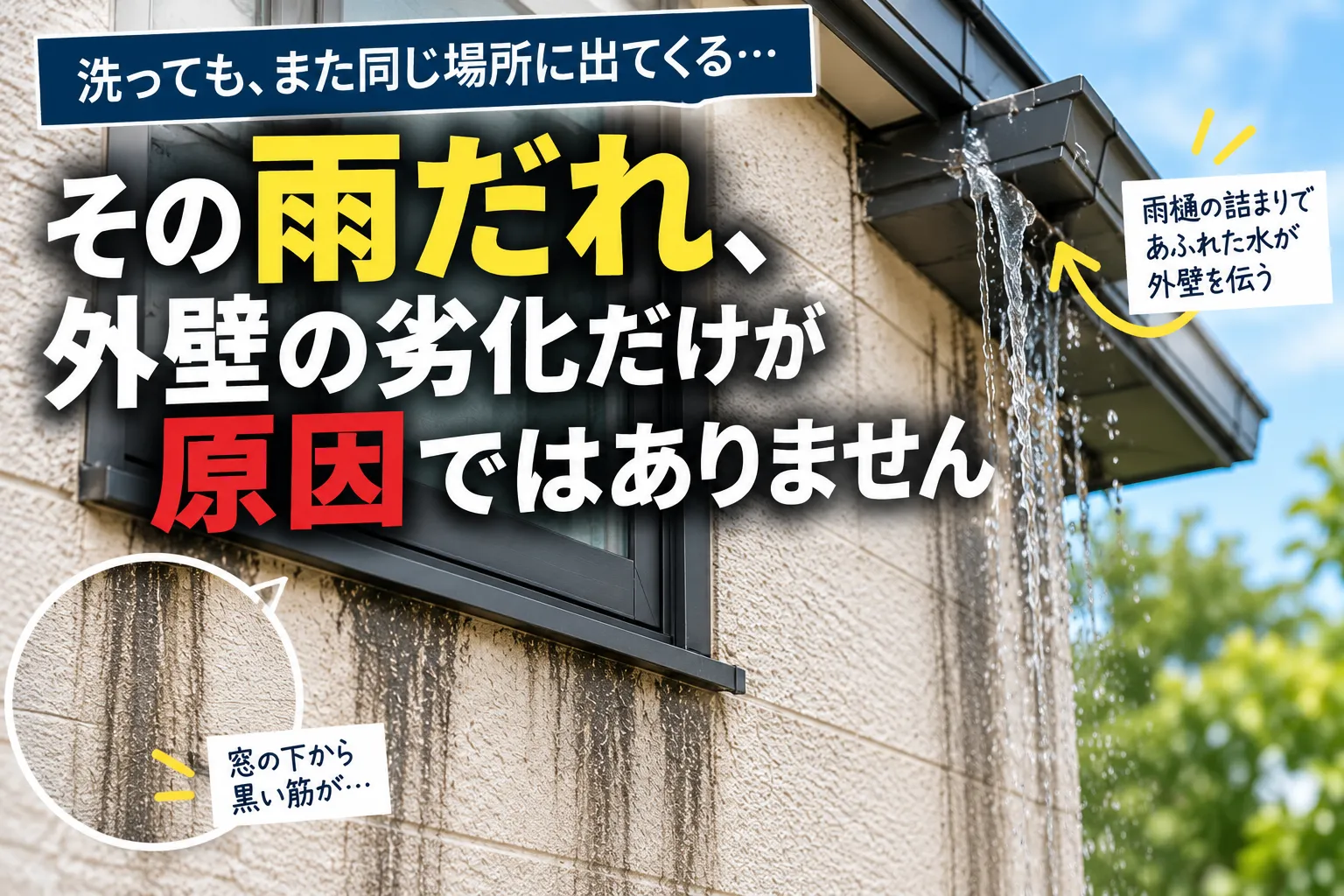 雨だれの劣化原因イメージ